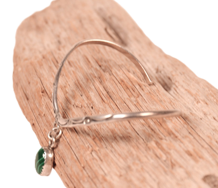 Navajo Sterling Silver Green Malachite Offset Bracelet