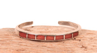 Zuni Pueblo Sterling Silver Channel Coral Bracelet