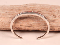 Zuni Pueblo Sterling Silver Channel Coral Bracelet