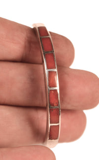 Zuni Pueblo Sterling Silver Channel Coral Bracelet