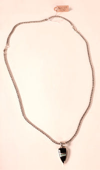Navajo Onyx and Opal Sterling Silver Pendant Necklace By G. Charley