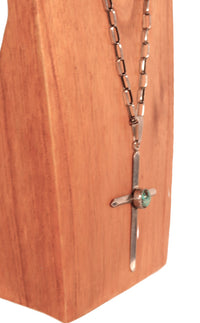 Navajo Turquoise and Sterling Silver Cross Pendant Necklace