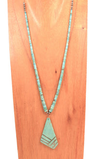 Santo Domingo Pueblo Turquoise and Sterling Silver Pendant Necklace