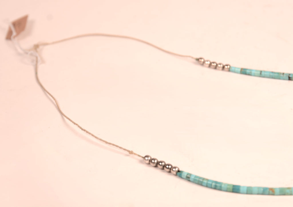 Santo Domingo Pueblo Turquoise and Sterling Silver Pendant Necklace