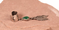 Navajo Malachite Sterling Silver 2 Feathers Ear Cuff