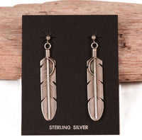 Navajo Sterling Silver Feathers Post Earrings