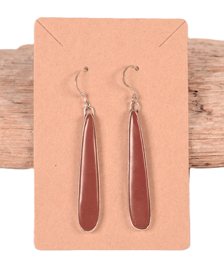 Navajo Sterling Silver Red Jasper Wire Earrings By L.B.