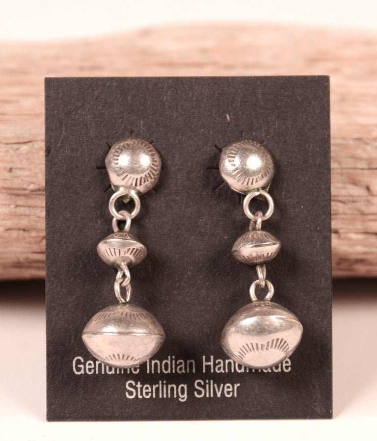 Navajo Sterling Silver Beads Post Earrings