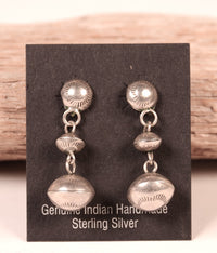 Navajo Sterling Silver Beads Post Earrings