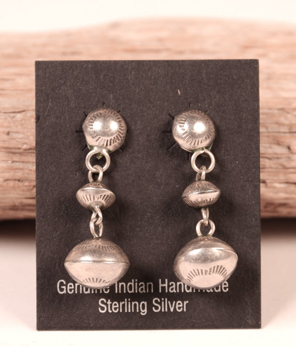 Navajo Sterling Silver Beads Post Earrings