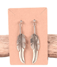 Navajo Sterling Silver Feathers Post Earrings