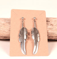 Navajo Sterling Silver Feathers Post Earrings