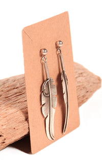 Navajo Sterling Silver Feathers Post Earrings
