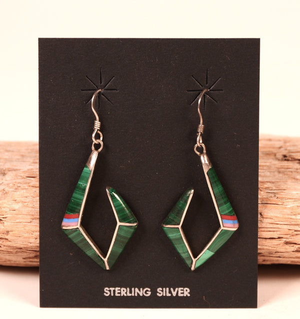 Navajo Sterling Silver with Inlay Wire Earrings