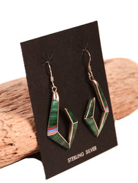 Navajo Sterling Silver with Inlay Wire Earrings
