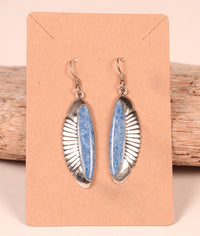 Navajo Sterling Silver Denim Lapis Wire Earrings