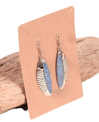 Navajo Sterling Silver Denim Lapis Wire Earrings
