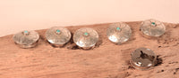 Navajo 6 Sterling Silver and Turquoise Button Covers