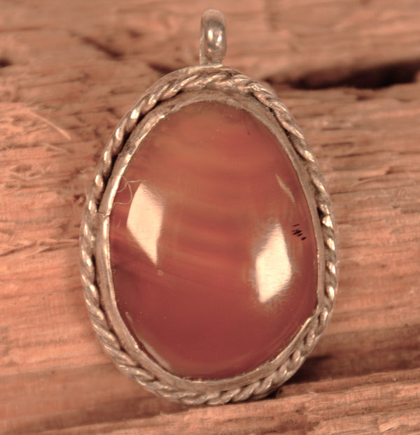 Navajo Sterling Silver Agate Pendant