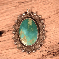 Navajo Sterling Silver 1 Turquoise Stone Pendant