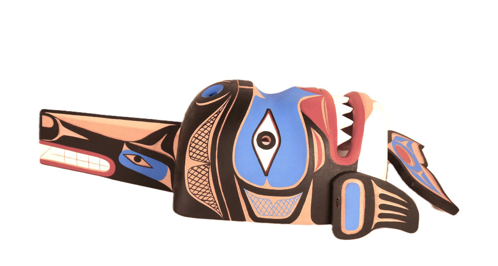 Northwest Coast Cedar Orca Whale - Wolf Mask By Wilson "Buddy" George