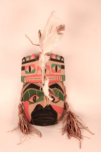 Northwest Coast Nootka Cedar Portrait Mask with Bear Headdress By Wilson "Buddy" George