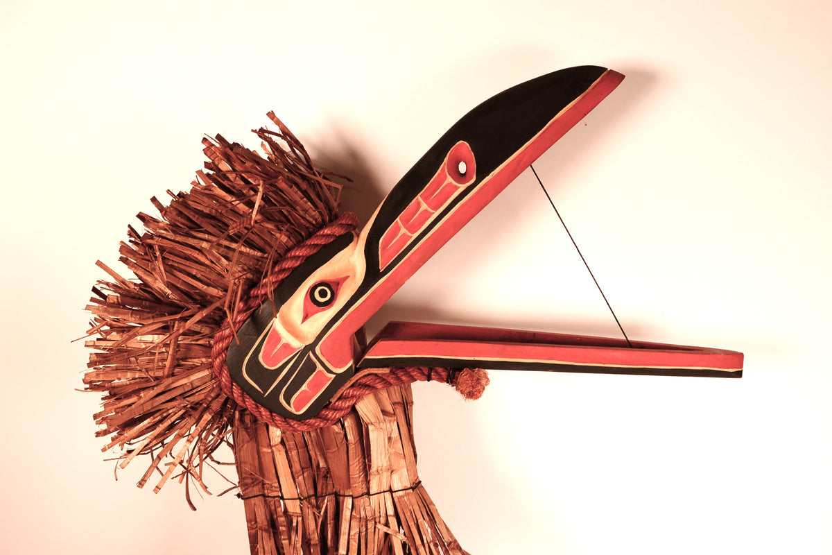 Northwest Coast Cedar Miniature Raven Dancer Headdress By Alfred Robertson