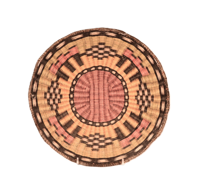 Hopi Pueblo Wicker Yellow Tray Basket