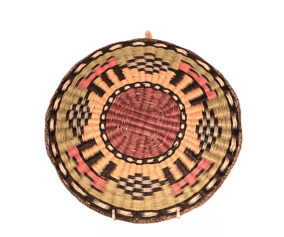 Hopi Pueblo Wicker Yellow Tray Basket