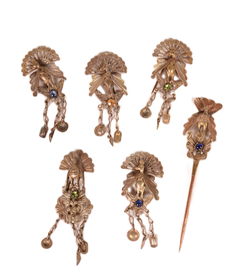 Peruvian Andean Tupu Shawl Pins with Sash Set of 8