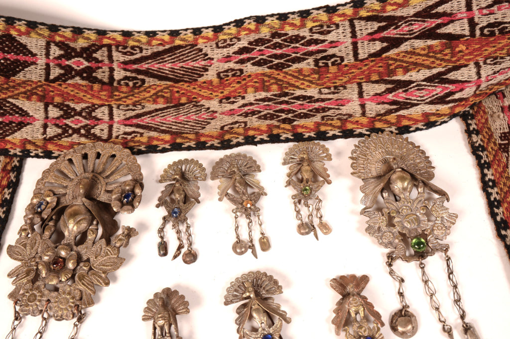 Peruvian Andean Tupu Shawl Pins with Sash Set of 8