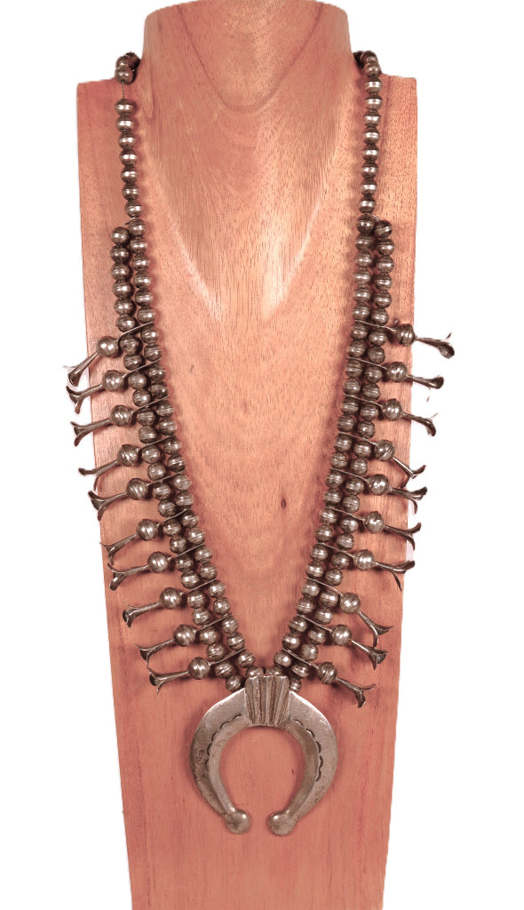 Navajo Squash Blossom Sterling Silver Necklace