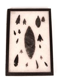 Group of Stone Points in Riker Case