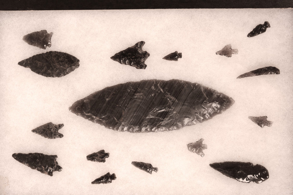 Group of Stone Points in Riker Case