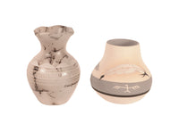Navajo Grey Feather Pottery and Horsehair Vase By M. Bennett Set of 2