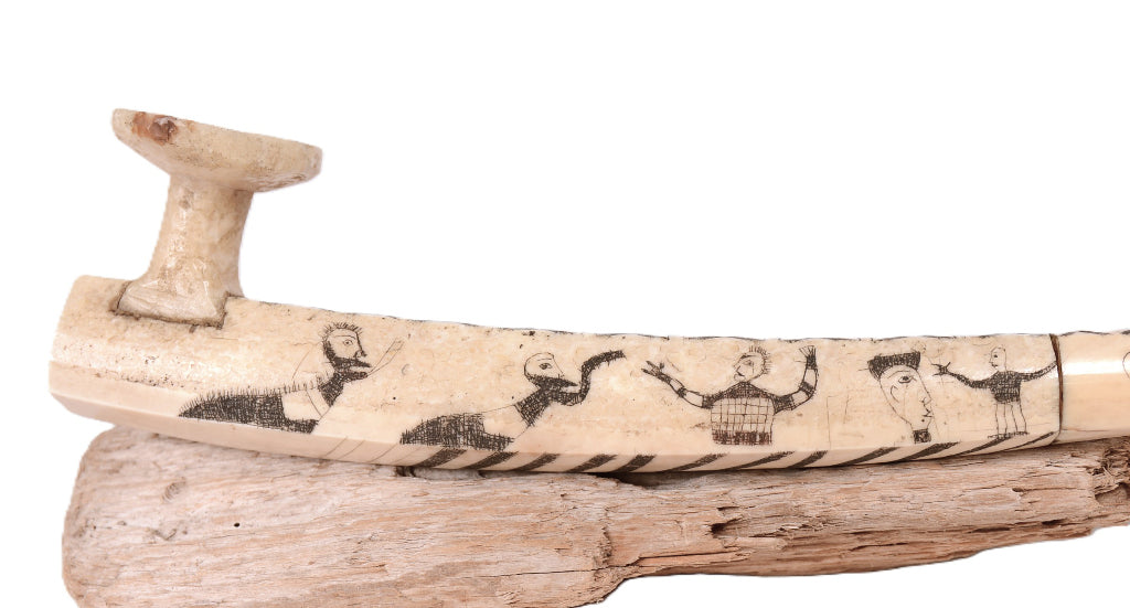 Inuit Ivory Pipe with Carved Figures - 2 Pieces