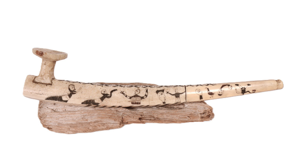 Inuit Ivory Pipe with Carved Figures - 2 Pieces