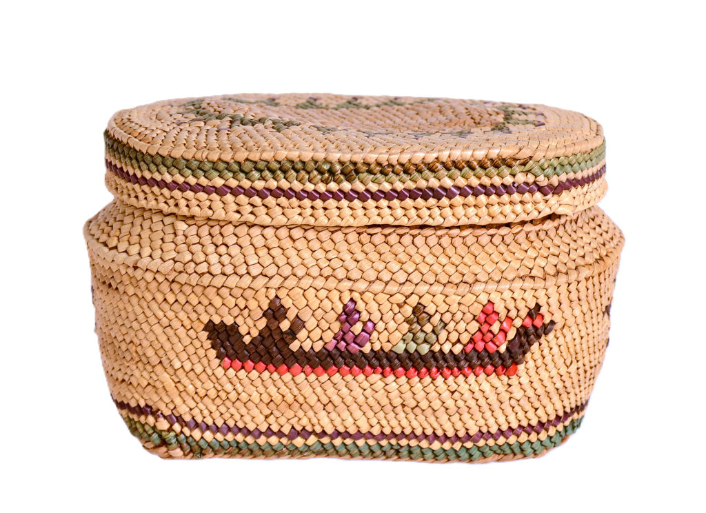 Makah Lidded Oval Basket By Margaret Irvine