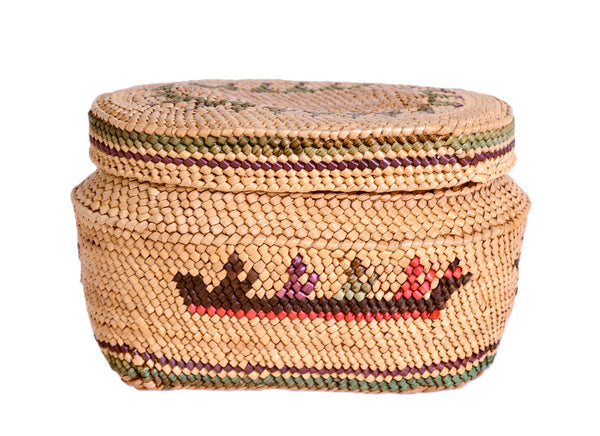 Makah Lidded Oval Basket By Margaret Irvine