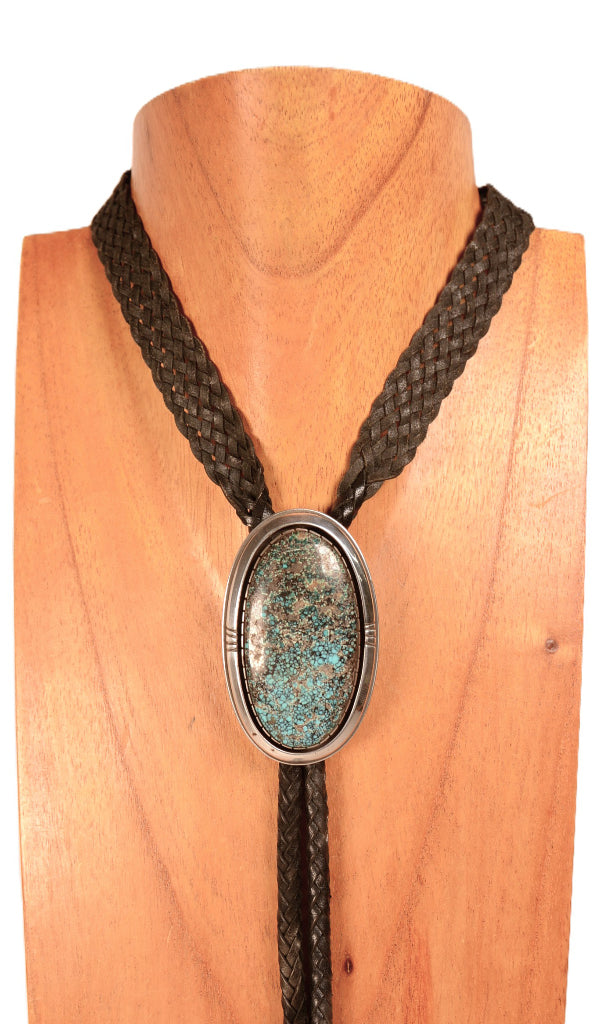 Navajo Spiderweb Turquoise Bolo By Leroy Begay