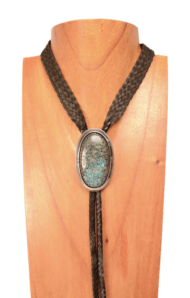 Navajo Spiderweb Turquoise Bolo By Leroy Begay