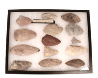 Midwest Frame of 14 Large Stone Artifact Blades