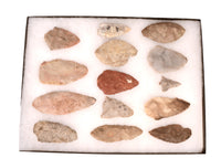 Midwest Frame of 14 Large Stone Artifact Blades