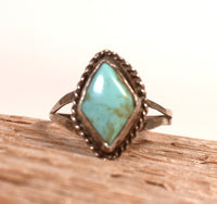 Navajo Sterling Silver and Turquoise Diamond Shape Ring