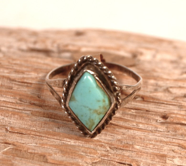 Navajo Sterling Silver and Turquoise Diamond Shape Ring