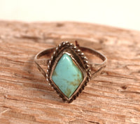 Navajo Sterling Silver and Turquoise Diamond Shape Ring
