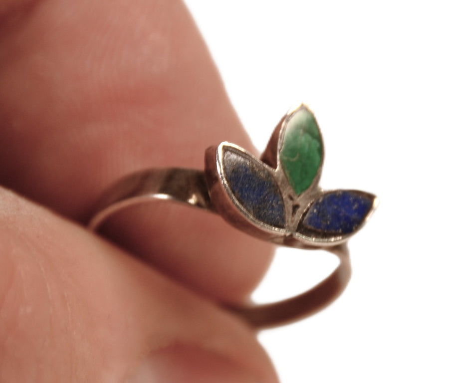 Navajo Sterling Silver with Turquoise and Lapis Inlay Ring