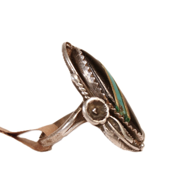 Zuni Pueblo Sterling Silver Inlay Ring