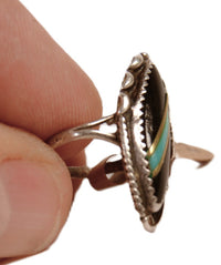 Zuni Pueblo Sterling Silver Inlay Ring