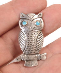Zuni Pueblo Sterling Silver Owl Pin